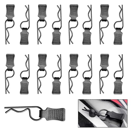 HobbyPark 50pcs Universal RC Car Body Clips w/Pull Tabs Black R Pins for 1/10 Scale Traxxas Arrma Axial Losi & All 1/8 Redcat HPI HSP Exceed Truck Buggy Shell Replacement Parts - size: 1.4mm Rod Black Clips and Tabs