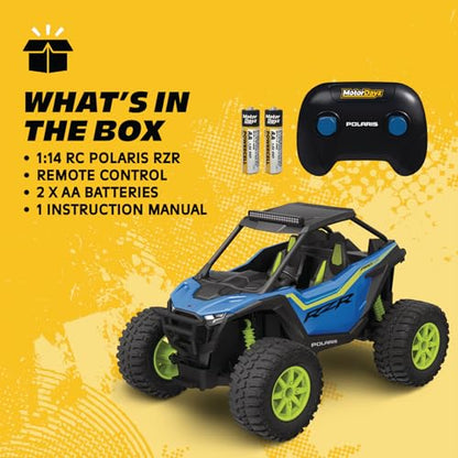 Polaris RZR Remote Control UTV – 1:14 Scale 2WD RC Car, Officially Licensed Polaris RZR, Full-Function 2.4GHz Radio Control, USB Rechargeable, Ready to Run, Blue - color: Blue