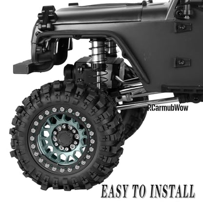 1.9 Beadlock Wheel & Tire Set, 88x36mm Rubber Crawler Tires Aluminum Alloy 1.9 Inch Beadlock Rims Compatible with 1/12 M-J-X H12Y H12Y+ H12P, MN-128 RC Climbing Car,Titanium w/Black - color: Titanium W/Black