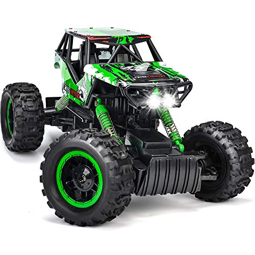 DOUBLE E 1:14 Scale Large Remote Control Car Monster Trucks with Head Lights, 4WD Off-Road All Terrain RC Car, Rechargeable Vehicle for Outdoor Play and Xmas Gifts