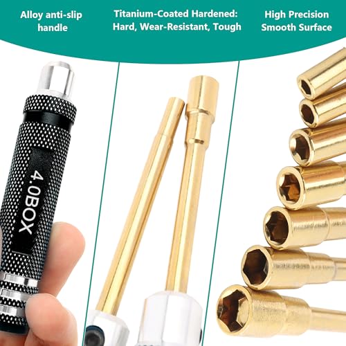 7 Pieces Hex Screwdriver Set 2.0/2.5/3.0/3.5/4.0/4.5/5.0mm RC Socket Wrench Kit Nut Drive for Traxxas Redcat Axial SCX24 Quadcopter Helicopter FPV Drone Car - RC Nut Removal Tools (Black)
