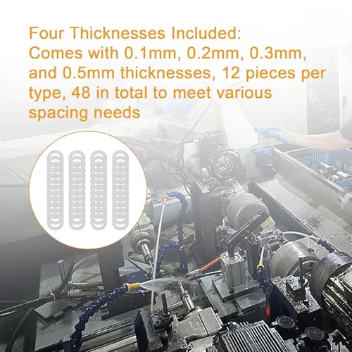 M7x12mm Shim Set for Mechanical Maintenance, 48pcs 304 Stainless Steel | 0.1, 0.2, 0.3 and 0.5mm, 12 pcs each, thin spacers for M7 bolts, electronics, mechanical maintenance and component spacing - size: M7X12