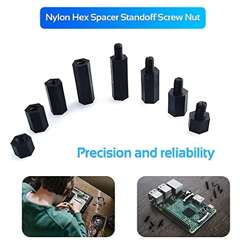 350PCS M2.5 Black Male Female Nylon Hex Spacer Standoff Screw Nut Set Assortment Kit (Black) for PCB Motherboard Circuit Board, Raspberry Pi and Hats - size: 350Pcs M2.5