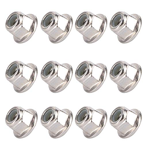 12Pcs RC Lock Nuts, 4mm RC Wheel Nuts, Metal Nonslip Wheel Lock Nut with 0.35in Bottom Diameter Replacement for TRX6 SCX10 1/10 Remote Control Model Cars, Sliver