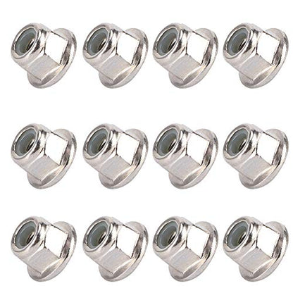 12Pcs RC Lock Nuts, 4mm RC Wheel Nuts, Metal Nonslip Wheel Lock Nut with 0.35in Bottom Diameter Replacement for TRX6 SCX10 1/10 Remote Control Model Cars, Sliver