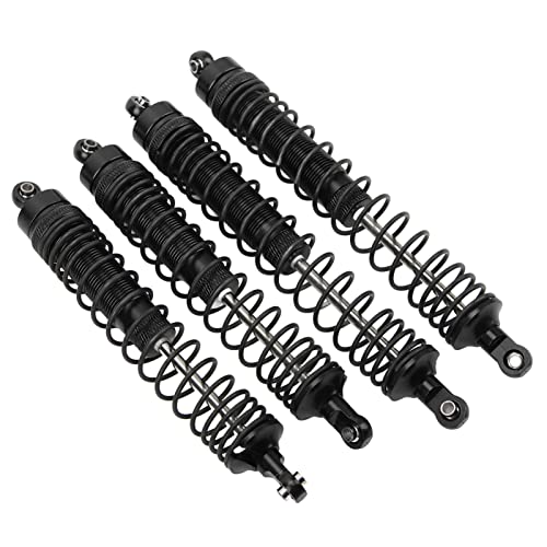 1/10 RC Shock Absorbers 150mm 135mm Aluminum Alloy 4mm Shaft 4-Piece Set, Adjustable Threaded Preload for Axial Ryft 4WD, OilFilled CoilOver Damping for Rock Crawling (Black) - color: Black