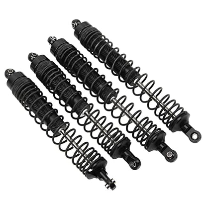 1/10 RC Shock Absorbers 150mm 135mm Aluminum Alloy 4mm Shaft 4-Piece Set, Adjustable Threaded Preload for Axial Ryft 4WD, OilFilled CoilOver Damping for Rock Crawling (Black) - color: Black