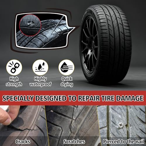 Tire Repair Glue Kit, 2-Pack 10 ml Rubber Cement with 8 Nails | Quick tire fix for cars, bikes, and motorcycles; strong seal, easy use, compact kit for emergencies