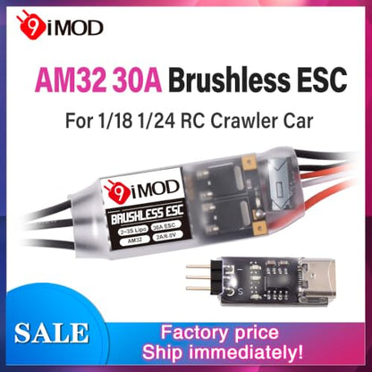 AM32 30A 2-4S Brushless ESC with 6V/2A BEC for TRX4M SCX24 | ESC Speed Controller with USB Link,PH2.0 Female Plug for TRX4M 1/18 and SCX24 1/24 RC Crawlers