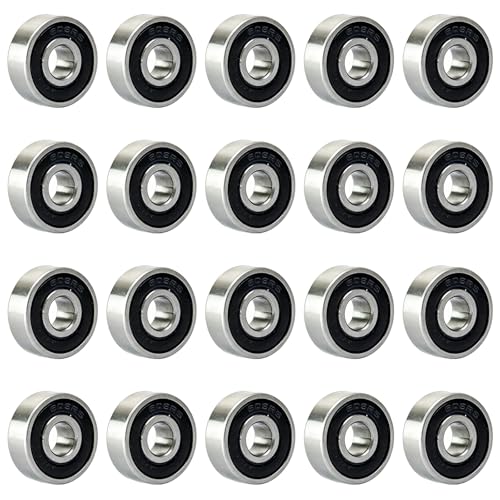 20 PCS 606-RS Double Shielded Ball Bearings 6x17x6 mm, High Speed Chrome Steel, Pre-Lubricated for Smooth RPM Performance - size: 606-RS