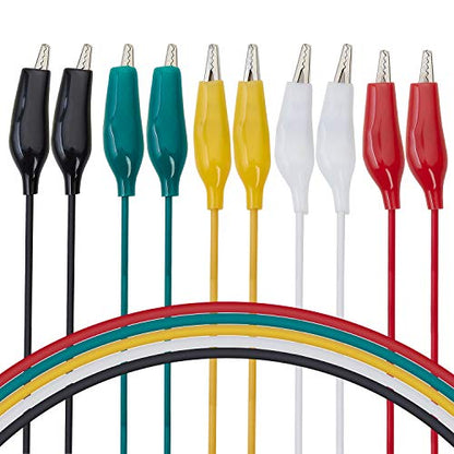 WG-026 10 Pieces and 5 Colors Test Lead Set & Alligator Clips,20.5 inches / 22 AWG Wire (3 Pack) - size: 3 PACK