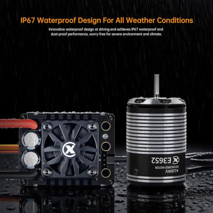 XC E3652 & E10 Sensored Brushless Motor and ESC Combo for RC Car,2-3S Lipo,IP67 Water Proof,Applicable to:1/10 On-Road,Off-Road,Short Course(Light Load) - size: 3300KV+E10 XT60
