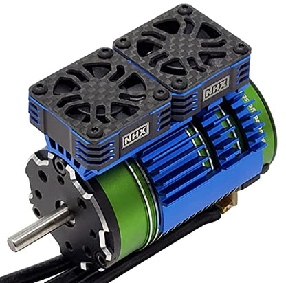 NHX RC 1/8 Twin Cyclone Alum HV Cooling Fans wCover 28000 RPM Motor Heatsink Blu