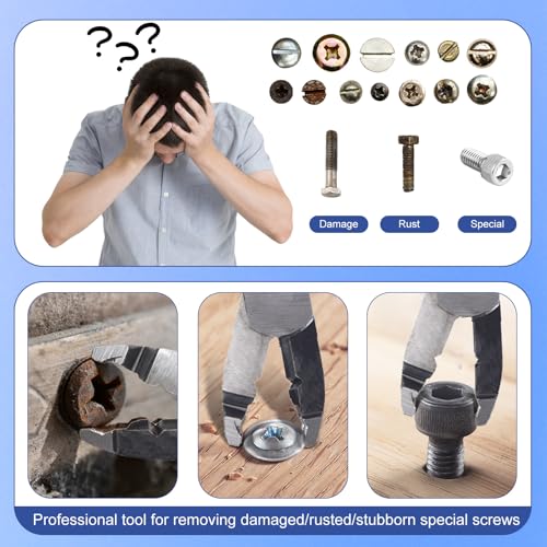 Multi-Function Screw Extractor Pliers, Non-Slip Screw Removal Tool, Extracts Stripped, Rusted Screws, Stripped Screw Remover Tool, Lineman Plier for Quickly Removal of Damaged or Rusted Fasteners
