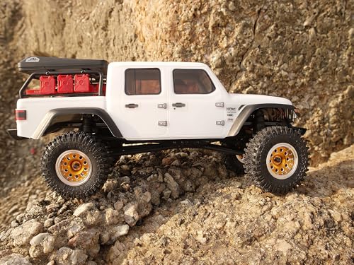 RC 1.0 Beadlock Wheels Offsets -2 Aluminum Rims for AX24 1/18 TRX4M All 1/24 Scale SCX24 Deadbolt RC Crawler Car Wheels Upgrades 4Pc (Golden & Silver) - color: Golden & Silver