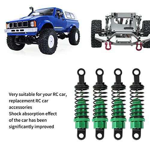 RC Shock Absorbers, 4Pcs 64 mm Metal Shock Absorber Damper with Shock Mount Aluminum Alloy Adjustable Remote Control Car Shock Absorber Oil Damper (Green) - size: Green