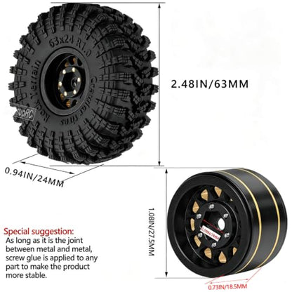 RC Full Brass 1.0 RC Wheel RC Tires for 1/18 1/24 Trx4m Axia l SCX24 RC Crawler,1.0" Beadlock RC Truck Tires and Wheel Highway Tires Wheel Rim,4PCS Style C - style: Style C