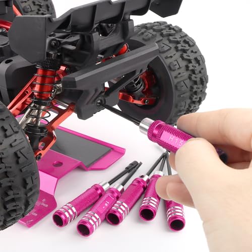 7-in-1 Mini Hex Screwdriver Set (1.5mm, 2.0mm,2.5mm & Box Wrench (4.0,5.5mm) Nut Screw Driver|RC Tool Kit|Phillips| Compatible with TRX4M SCX24 1/24 1/18 1/16 RC Cars Drone Repair(Purple) - color: Purple