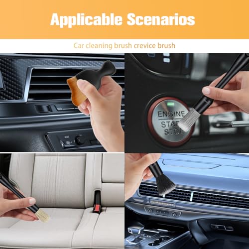 5PCS Car Detailing Brush Kit, Including 3 Ultra Soft No Scratch Boar Hair & 2 Vent Cleaning Brushes, Multi-Use Automotive Interior Detailing Kit, Universal for Most Vehicles - size: 5PCS