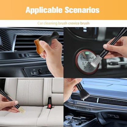 5PCS Car Detailing Brush Kit, Including 3 Ultra Soft No Scratch Boar Hair & 2 Vent Cleaning Brushes, Multi-Use Automotive Interior Detailing Kit, Universal for Most Vehicles - size: 5PCS