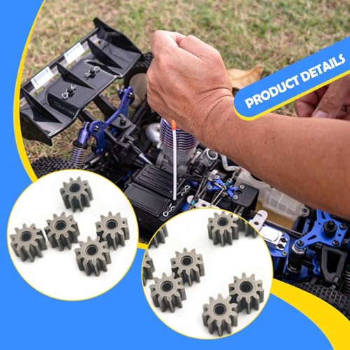 10Pcs RC Motor Pinion Gear Set, Metal 10T Replacement for 1/12 MN99S2 MN78 MN82 MN168 Crawler Truck Upgrade Parts