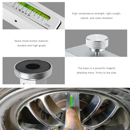 Adjustable Magnetic Gauge Tool, Wheel Camber Caster Pillar Alignment Tool, Universal Camber Strut Wheel Alignment Gauge for SUV Truck RV Tire Repair, Car Accessories (White) - color: White