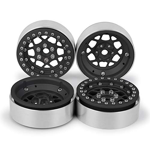 4PCS 1.9" Beadlock Wheels Rims Set, Matte Black | Aluminum Alloy, Upgrade Parts, For 1/10 Axial SCX10 CC01 D90 TRX4, RC Crawler Car - color: Matte Black