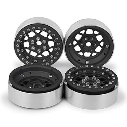 4PCS 1.9" Beadlock Wheels Rims Set, Matte Black | Aluminum Alloy, Upgrade Parts, For 1/10 Axial SCX10 CC01 D90 TRX4, RC Crawler Car - color: Matte Black