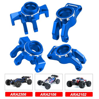 Aluminum Alloy Front Steering Block Knuckles,Rear C-Hubs Upgrade Parts for Arrma 1/14 Typhon Grom 1/18 Granite Grom (Blue) - color: Blue
