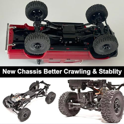WPLDEWAN RC Crawler 1/16 Scale Remote Control Truck Off Road WPL C64-1 RC Rock Crawler 4x4 Pickup RTR All Terrain Upgraded Chassis Fully Proportional 2.4GHz Axle Mounted Servo Hobby Vehicle Adult