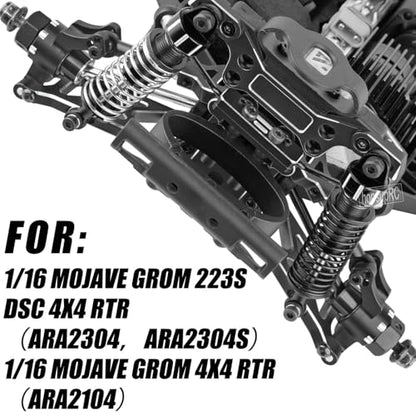 Upgrade Parts for 1/16 Mojave GROM 223S DSC 4X4 RTR,RC Shock& Arms&Drive Shaft CVD&Steering Knuckle Kit&Shock Tower&Adjustable Links&Steering Block&RC Gearbox&Sway Bar Kit,Black - color: Black(for 1/16)
