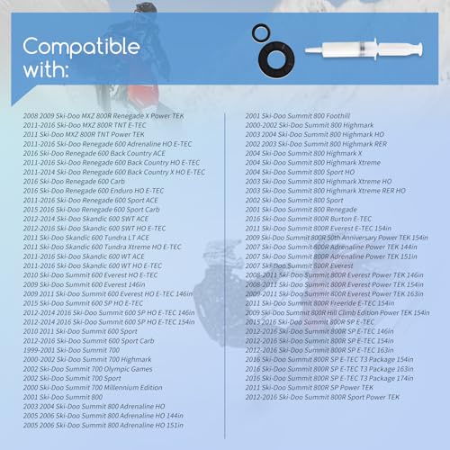 XTPTFABS Crankshaft Oil Seal Kits & Bearing Grease,Cold&Ethanol Resistant | Replace 121320 121397 501497,Fit for Skidoo 800R 700 600,for SUMMIT 800R 2007-2017,Fix Crank Oil Leak,Not Easily Deformed