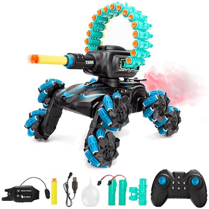 RC Stunt Remote Control Car,Fits for Nerf,Cars for Kids,RC Crawlers,Stunt Remote Control Car Tank for Boys, RC Cars for Kids,360°Battle Tanks,for Boys Ages 8-12 Gift(Blue-2.0)