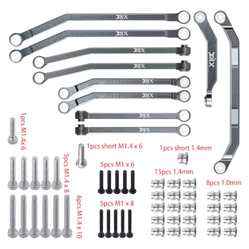 DJX 10PCS Aluminum High Clearance Links Set Front & Rear Link with Steering Link Suitable for Axial SCX30 Upgrades Parts (Titanium) - color: Titanium