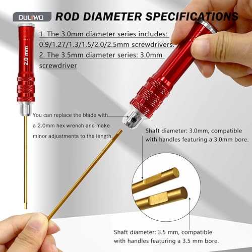 RC Hex Driver Screwdriver Bits 0.9–3.0mm Replacement 7PCS | Titanium-coated hardened screwdriver bits, fit 3mm/3.5mm hex driver handles; for RC cars, drones, model repair - color: 7-pcs Ti-coated Bits