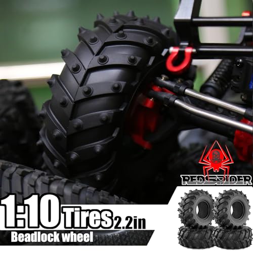 REDSPIDER • 2.2 Crawler Tires Rubber 2.2'' Crawler Monster Spike Tire(4pcs) for 1/10 RC Crawler Car TRX4 TRX6 Axial SCX10 90046 SCX10 III AXI03007 Tamiya CC01 D90 D110 (Tire) - color: Tire
