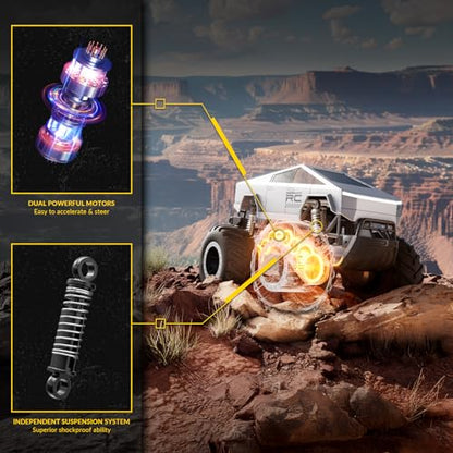STEMTRON 1:16 Waterproof Cyber Truck Amphibious RC Car 4WD for Water & Land | Remote Control Cars 2.4GHz All Terrain 360° Rotatable,monster truck toys Gifts for Kids Boys Girls