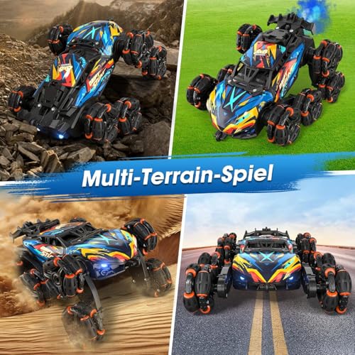 8WD Gesture Sensing Road Stunt Car, Remote Control Cars with LED Light, Music and Spray, Drift RC Car Toys Gifts for 6-12 Years Old Boys Girls