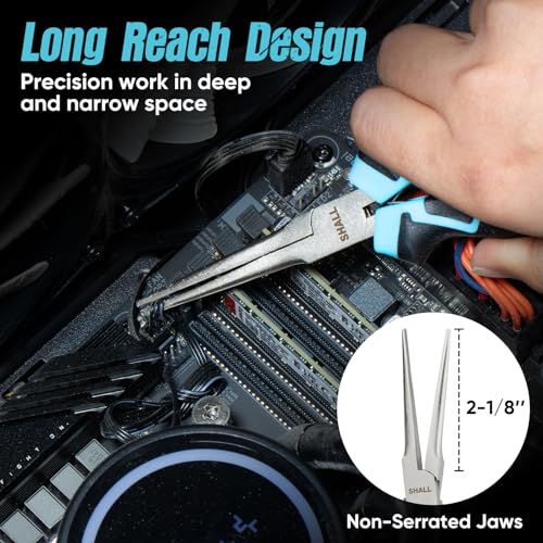 SHALL 6" Mini Needle Nose Pliers, Long Nose Pliers w/Comfort Grip Handles & Non-Serrated Drop Forged Steel Jaws, Small Needle Nose Pliers for Jewelry Making, Wire Wrapping, Crafts, Electronic Repair - size: 1PC 6"