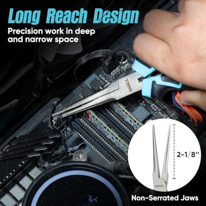 SHALL 6" Mini Needle Nose Pliers, Long Nose Pliers w/Comfort Grip Handles & Non-Serrated Drop Forged Steel Jaws, Small Needle Nose Pliers for Jewelry Making, Wire Wrapping, Crafts, Electronic Repair - size: 1PC 6"