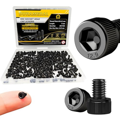 M3 x 6mm Screws 300pcs, Hex Socket Head Cap Screws Bolts, M3 x 6 Bolts 12.9 Grade Alloy Steel, Black Zinc Plated, Allen Socket Drive, Fully Threads, Machine Screws - size: M3*6mm 300pcs