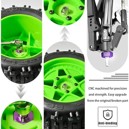 Aluminum 12mm Hex Wheel Hub with Flange M4 Nylon Lock Nut Cross Hex Wrench & M3 M4 Nylon Locknut for Traxxas Slash, Stampede Hsp Redcat Rc4wd Tamiya Axial SCX10 WLtoy 1/10 RC Car Truck Crawler Buggy - color: Purple