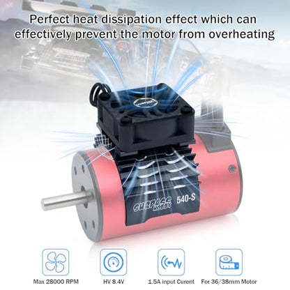 RC Cooling Fan,28000RPM Alluminum Motor Fan with Heatsink for RC Car 1/8 1/10 Scale 540 550 3650 3660 3670 Motor (Black) - style: Black-single Fan for 36mm Motor