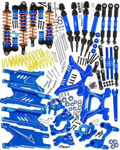 RC Upgrades Part for 1/10 Slash/Rustler/Stampede/Hoss 4x4 4WD VXL,Arm/Shocks/Caster Block,Steering Blocks,Stub Axle Carriers,Steering Bellcranks/Drive Shaft,Shock Tower/Links,Navy Blue - color: Navy Blue-(for 1/10）