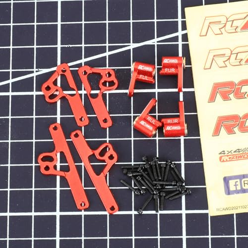 RCAWD SCX24 Shock Flex Blades Extended Travel Adjustable Shocks Mount Suspension Upgrade for AXIAL SCX24 Upgrades 1/24 RC Crawler Red - color: Red