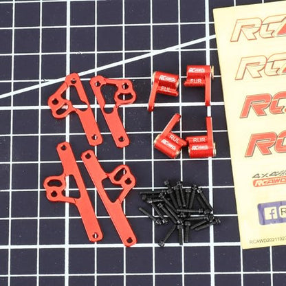 RCAWD SCX24 Shock Flex Blades Extended Travel Adjustable Shocks Mount Suspension Upgrade for AXIAL SCX24 Upgrades 1/24 RC Crawler Red - color: Red