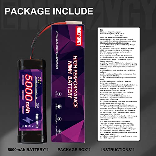 7.2V RC NiMH Battery 5000mAh Capacity Rechargeable 6-Cell Flat Battery Pack (TMY Plug) - color: 7.2V