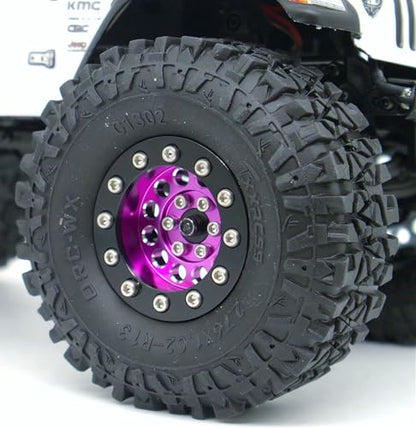 1.3 Beadlock Wheels & Brass Ring Weight 46.5g Adjustable Offset-3mm 1.3 Wheels Hex 7mm for 1/18 1/24 RC Crawlers Upgrade 4Pc YK (Purple Black) - color: Purple Black
