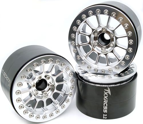 200g Super Heavy 2.2 Beadlock Wheels Rims for 1/10 RC Crawler 4pcs (Silve) - color: Silve