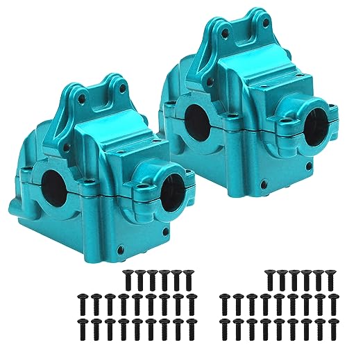 ShareGoo Metal Gearbox Housing Differential Cover & Differential Gear Set & Central Drive Shaft Compatible with WLtoys 144010 144001 144002 1/14 RC Car Upgrade Part (Blue) - color: Blue